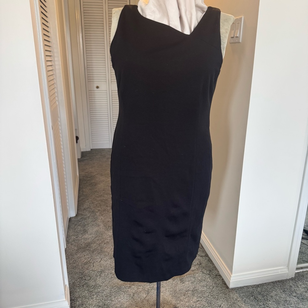 Eileen Fisher Black Sleeveless Midi Sheath Dress 14